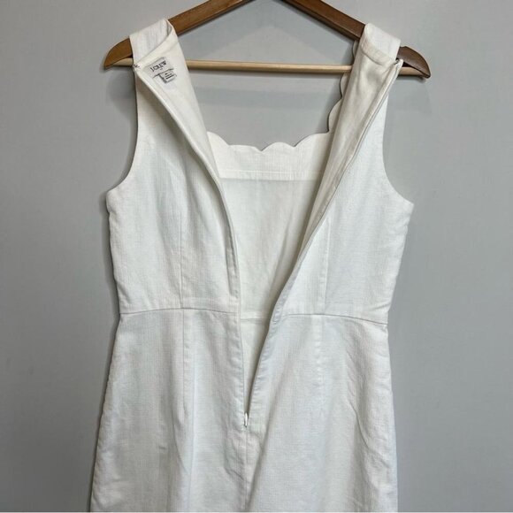 J Crew Factory Womens Size 4 Scalloped Basketweave Square Neck Dress White - Picture 9 of 13
